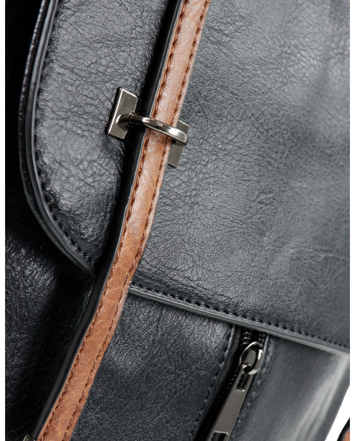 Black Backpack with Front Clasp