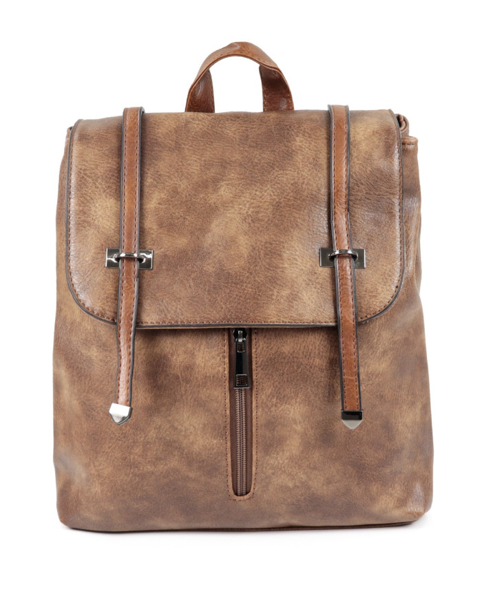 Mochila Taupe con cierre frontal