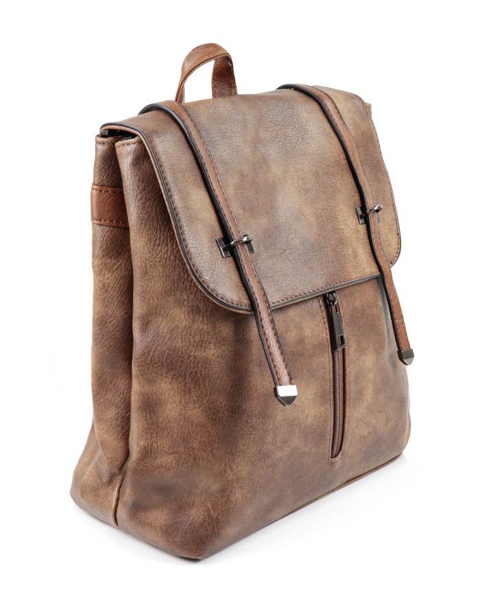 Mochila Taupe con cierre frontal