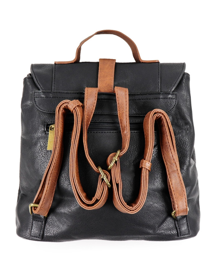 Manijas ajustables de la mochila negra de las mujeres