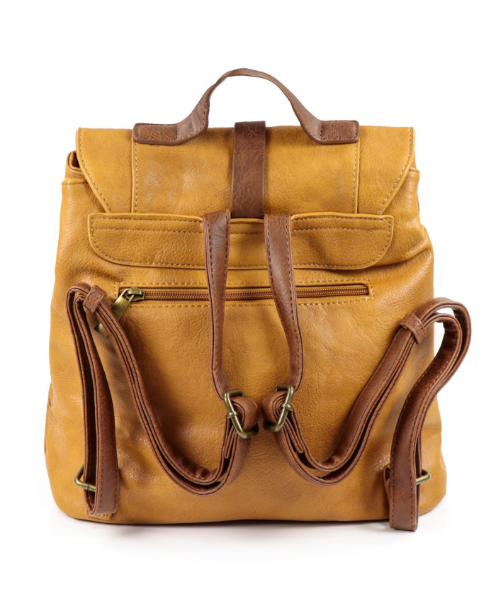 Mochila Mostarda Feminina de Alças Ajustáveis