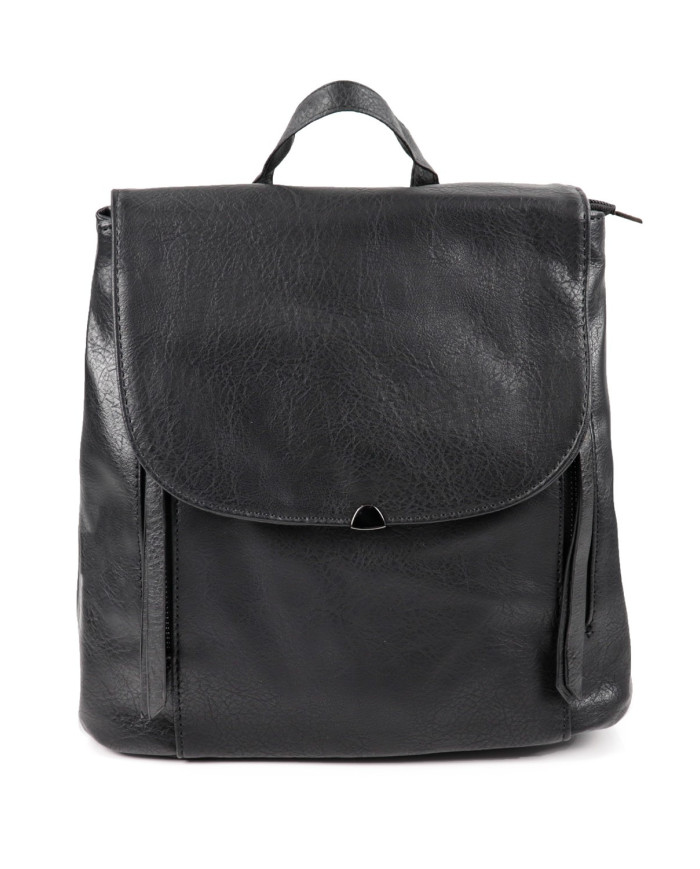 Mochila negra de mujeres con cierres en vertical