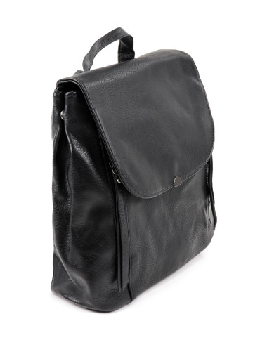 Mochila negra de mujeres con cierres en vertical