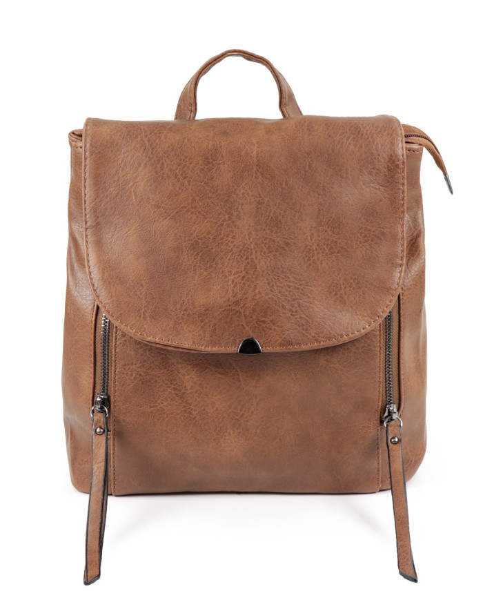 Mochila Camel Feminia con cierres verticales