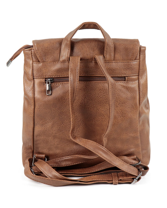 Mochila Camel Feminina com Fechos na Vertical