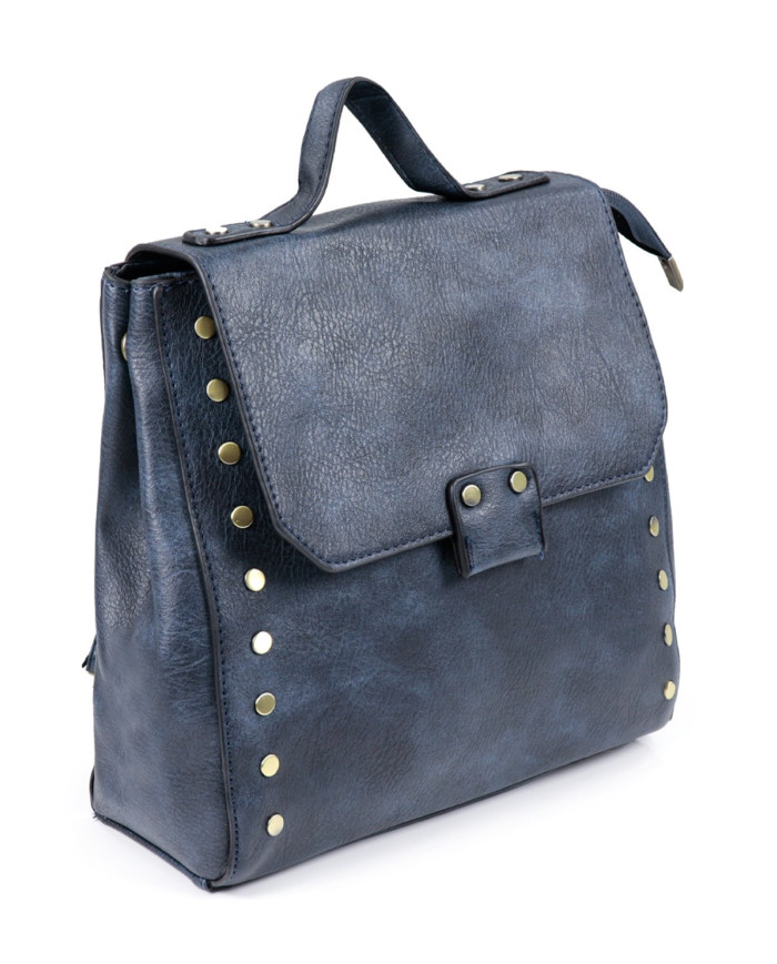 Mochila Azul de Mulher com Tachas