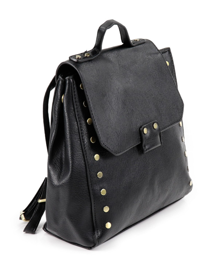 Mochila Preta de Mulher com Tachas