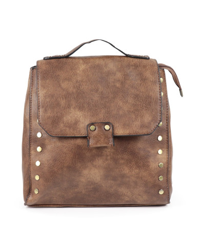 Mochila Taupe de Mulher com Tachas
