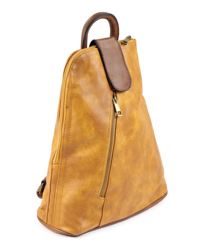 Mochila Mostarda Feminina Tipo Saco