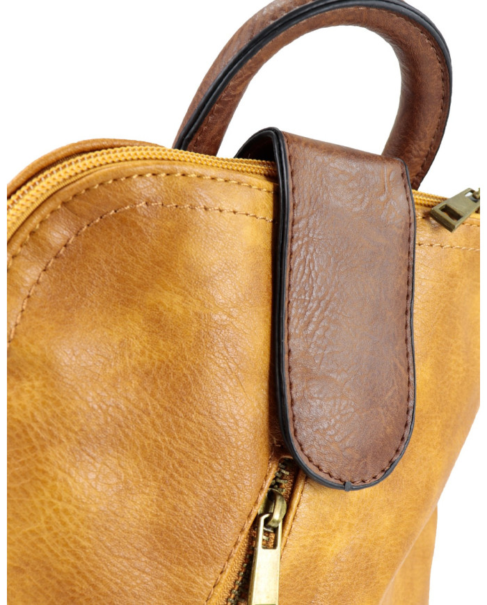 Mochila Mostarda Feminina Tipo Saco