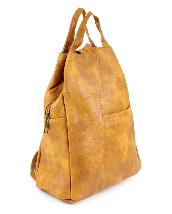 Mochila Mostarda Feminina Tipo Saco