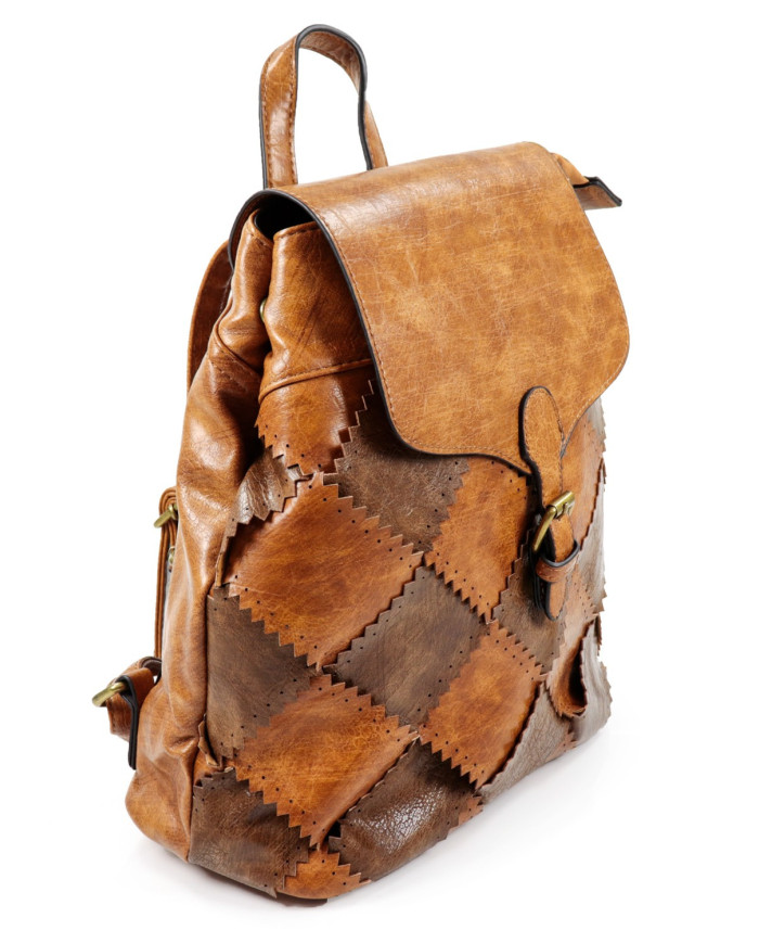 Camel Women's Bag with Squares on the Front