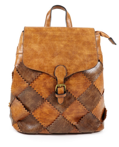 Mala de Mulher Camel com Quadrados na Frente