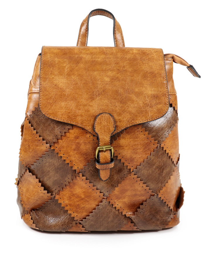 Mala de Mulher Camel com Quadrados na Frente