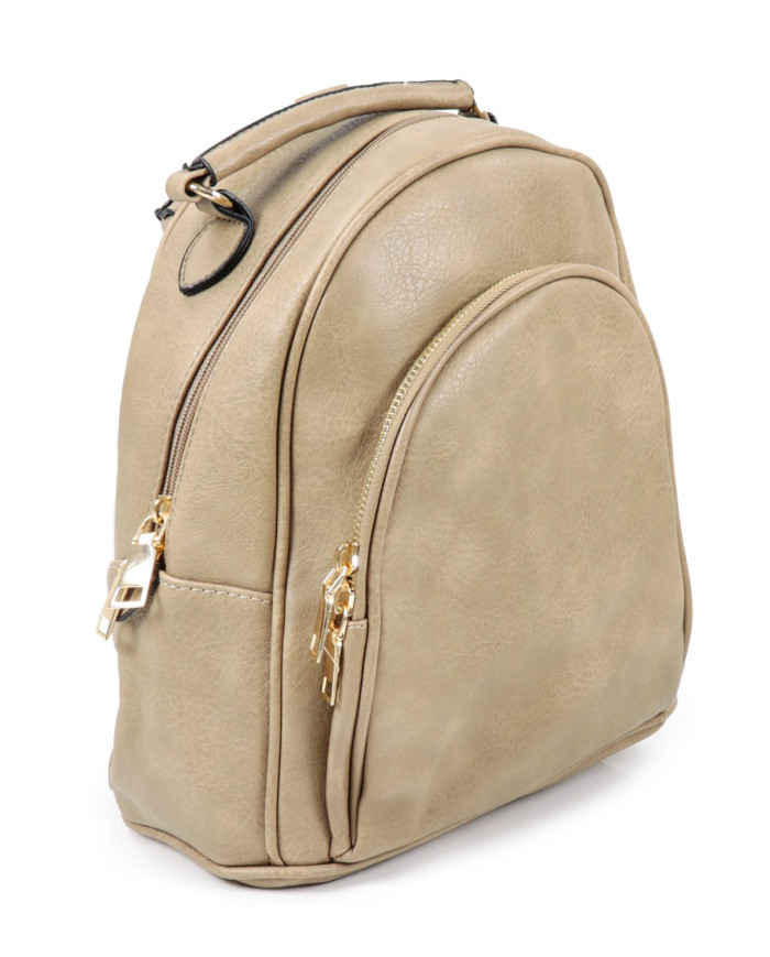 Mochila Taupe com Bolso Frontal