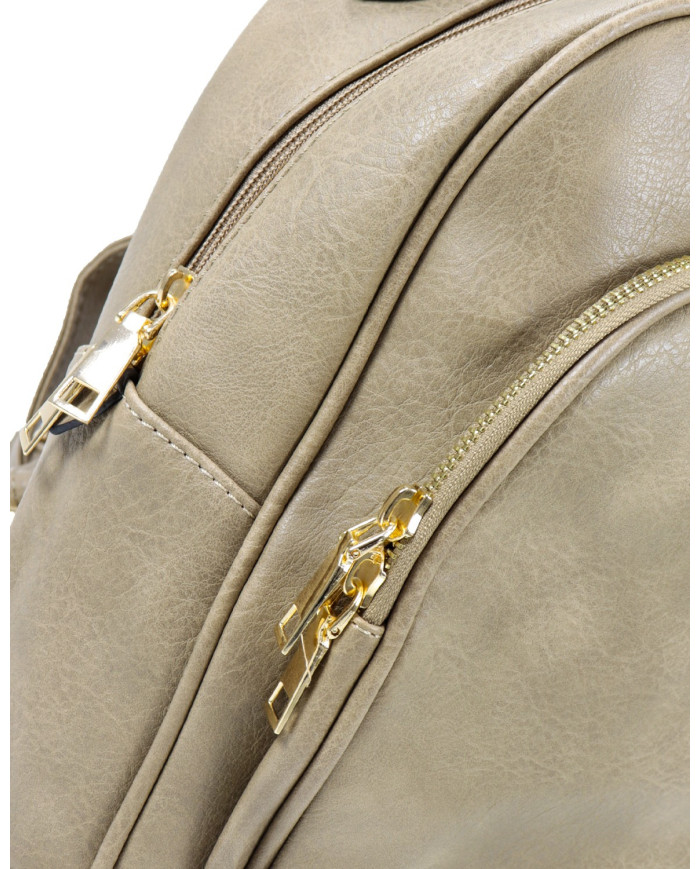 Taupe backpack with Frontal Pocket