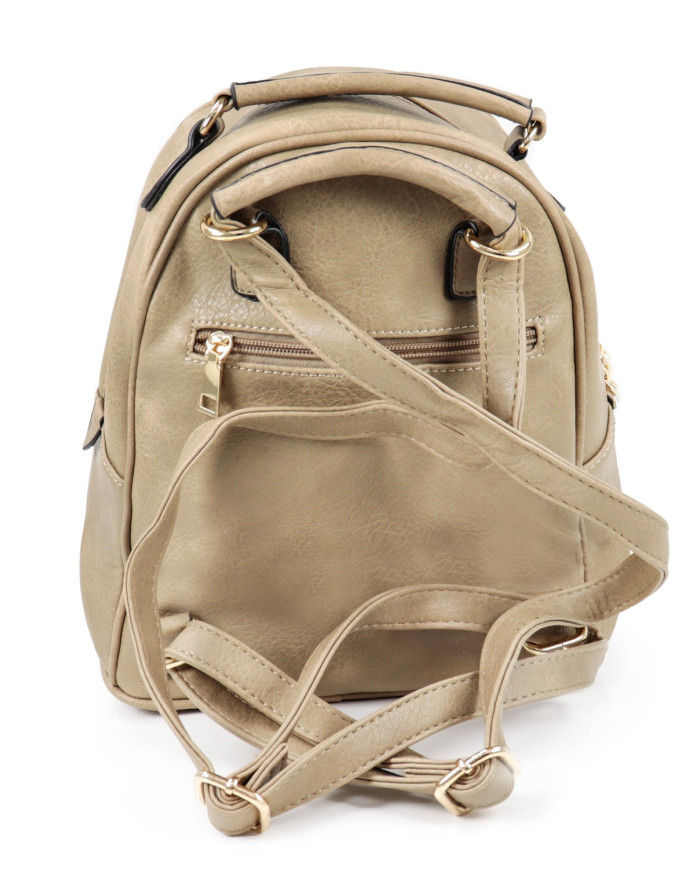 Taupe backpack with Frontal Pocket