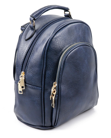 Mochila Azul com Bolso Frontal