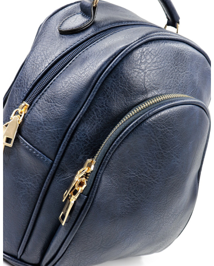 Mochila Azul com Bolso Frontal