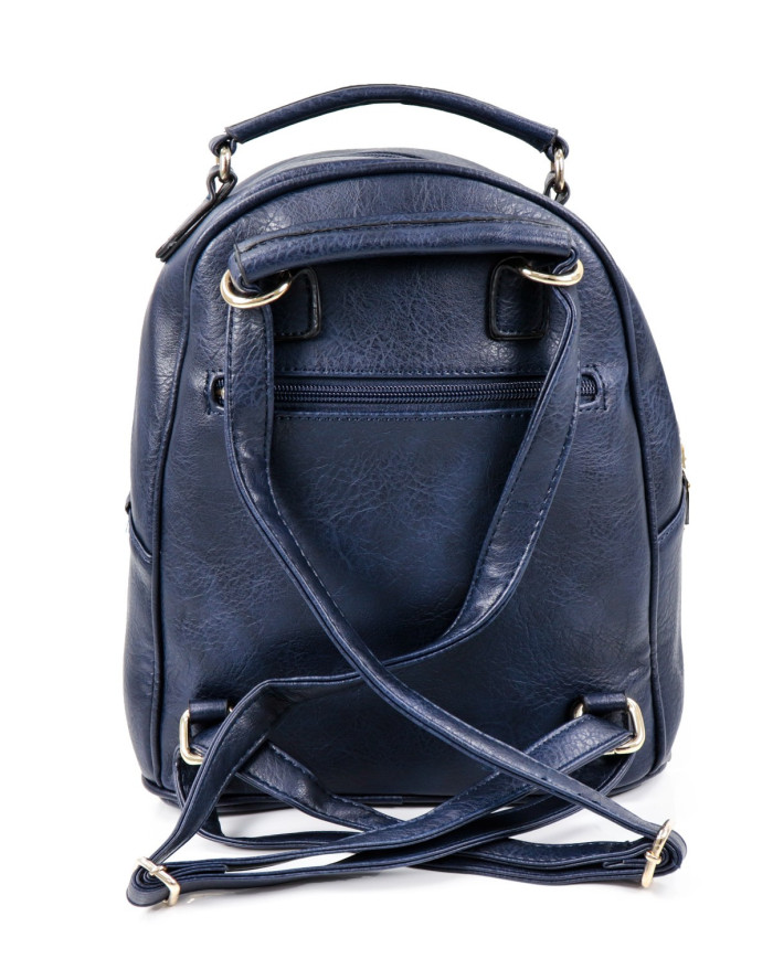 Mochila Azul com Bolso Frontal