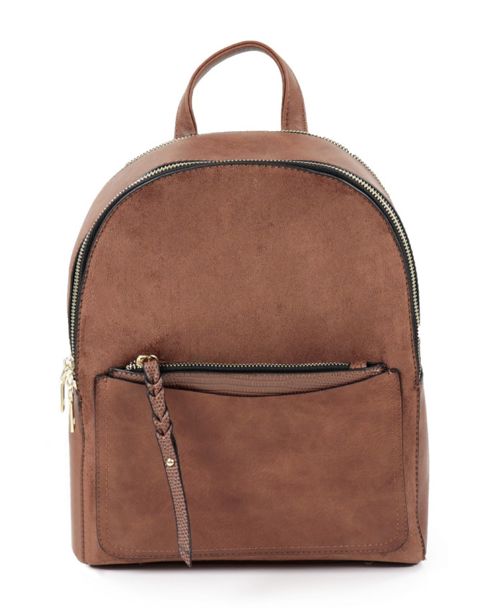 Mochila Castanho com Bolsa Frontal