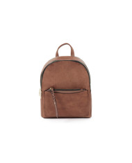 Mochila marrón con bolsa frontal