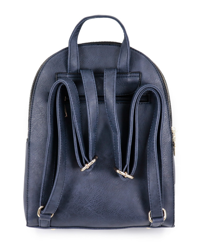 Mochila azul con bolsa frontal