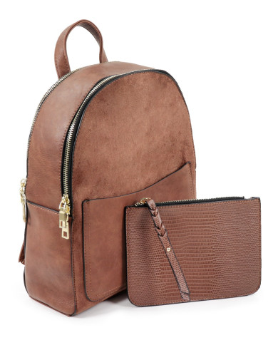 Mochila Castanho com Bolsa Frontal