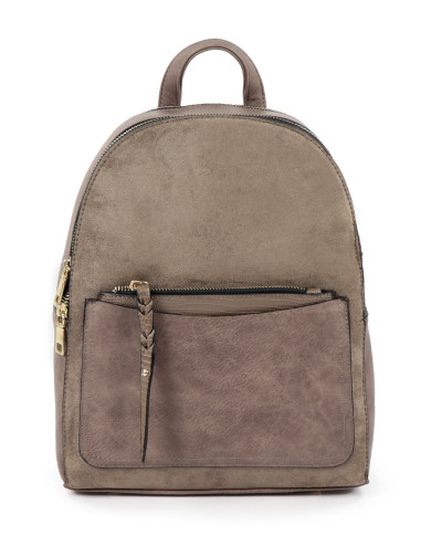 Mochila Taupe com Bolsa Frontal