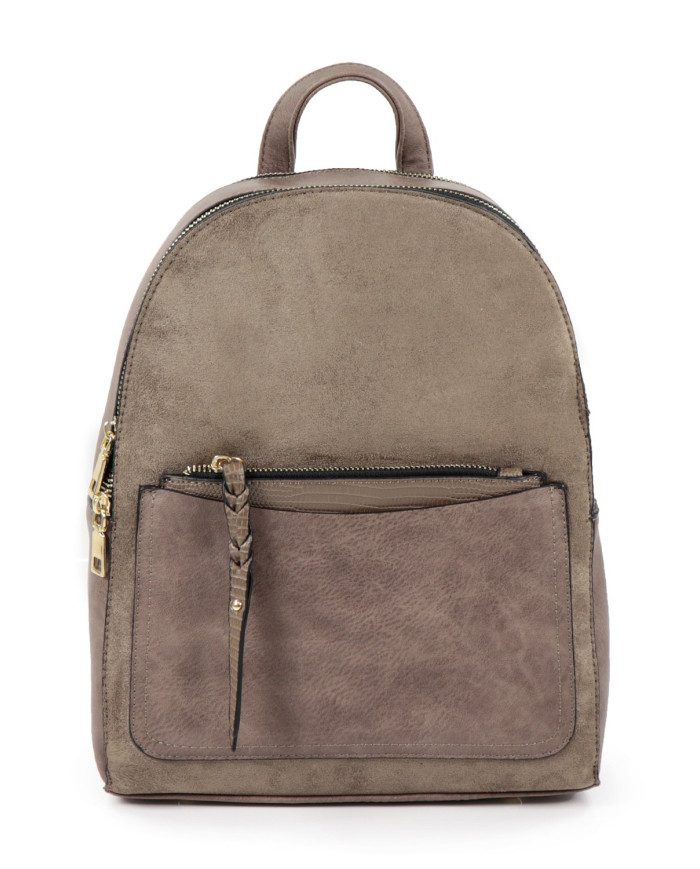 Mochila Taupe com Bolsa Frontal