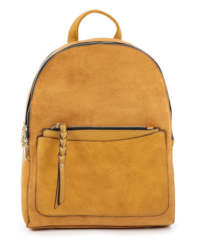 Mochila Mostarda com Bolsa Frontal