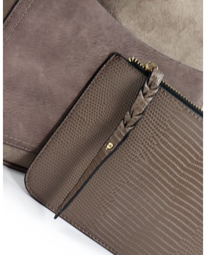 Taupe backpack with Front Bag