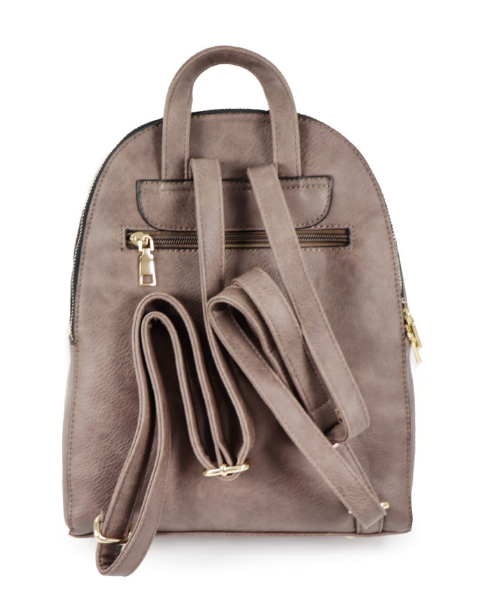 Mochila Taupe com Bolsa Frontal