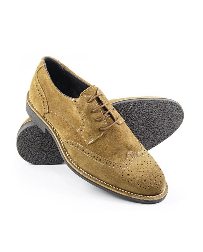 Men's Camel Oxford Shoes in Suede