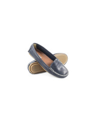 Blue Moccasins in Ladies Skin with Rubber Sole