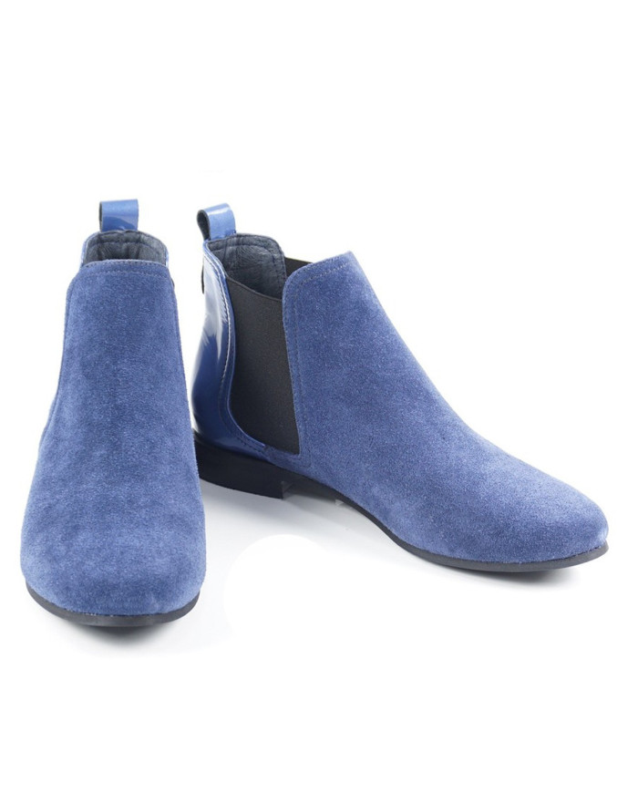 Botas Azuis Femininas com Elásticos nas Laterais