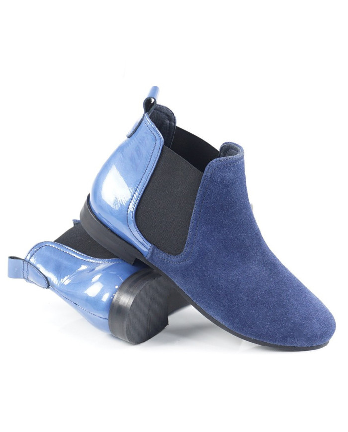 Botas Azuis Femininas com Elásticos nas Laterais