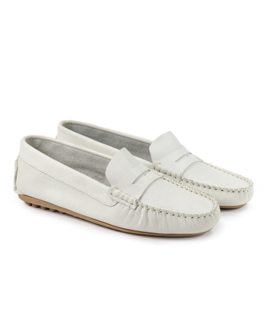 White Moccasins Ladies' Handbag With Rubber Sole