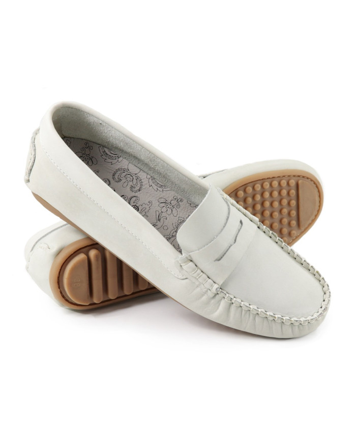 White Moccasins Ladies' Handbag With Rubber Sole