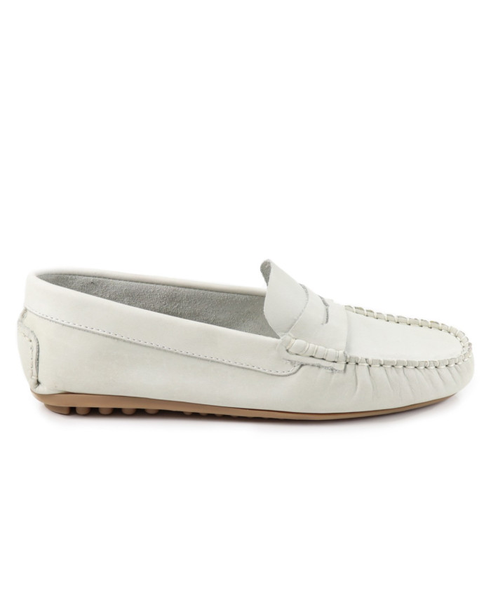 White Moccasins Ladies' Handbag With Rubber Sole