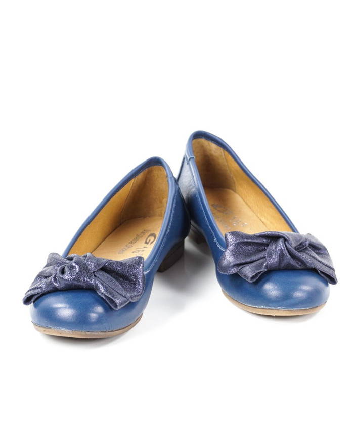 Women's Blue Sabrinas with Lace on the Bright Front and Rubber Sole