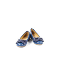 Women's Blue Sabrinas with Lace on the Bright Front and Rubber Sole