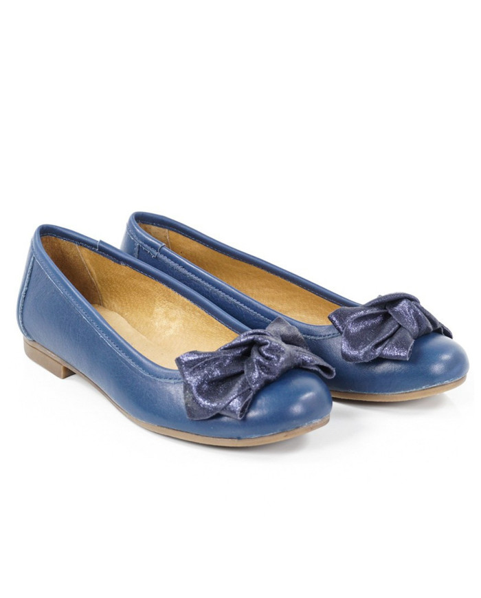 Women's Blue Sabrinas with Lace on the Bright Front and Rubber Sole