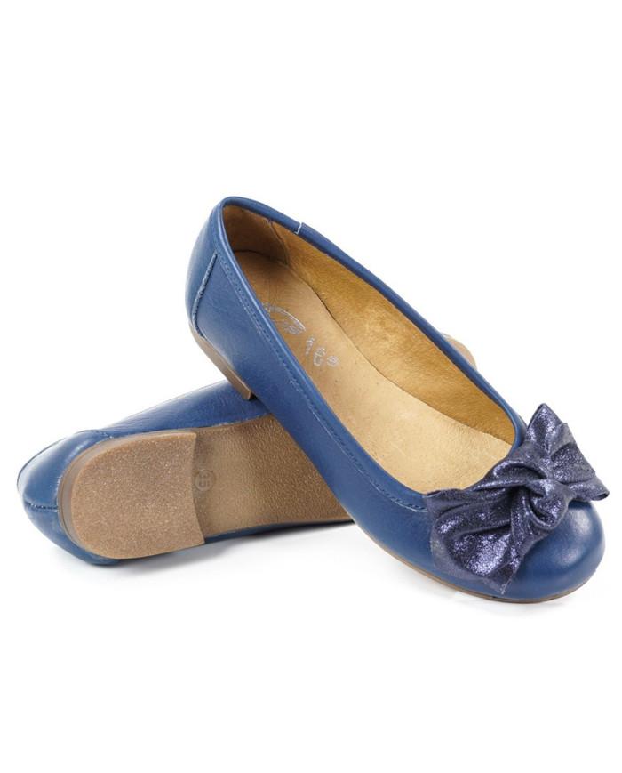 Women's Blue Sabrinas with Lace on the Bright Front and Rubber Sole