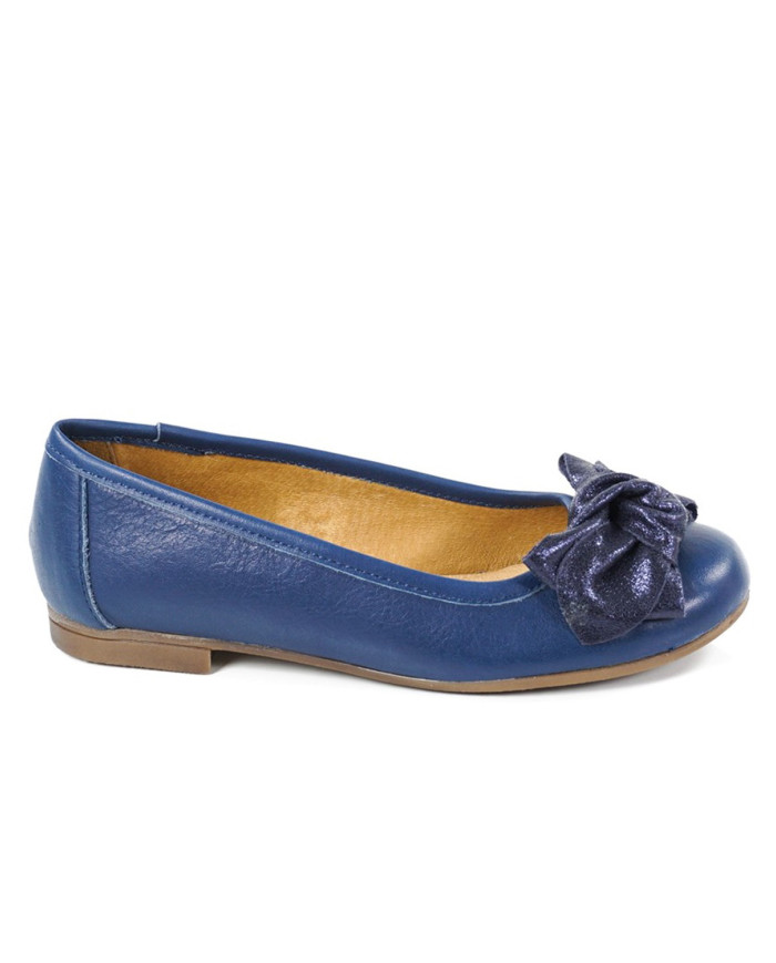 Women's Blue Sabrinas with Lace on the Bright Front and Rubber Sole