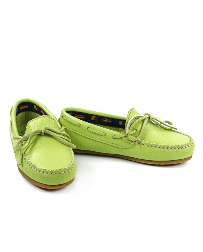Mocassins Verde Alface de Criança com Atacadores