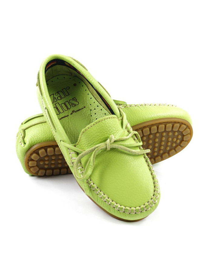 Mocassins Verde Alface de Criança com Atacadores