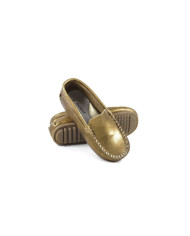 Mocassins Dourados de Criança com Costuras