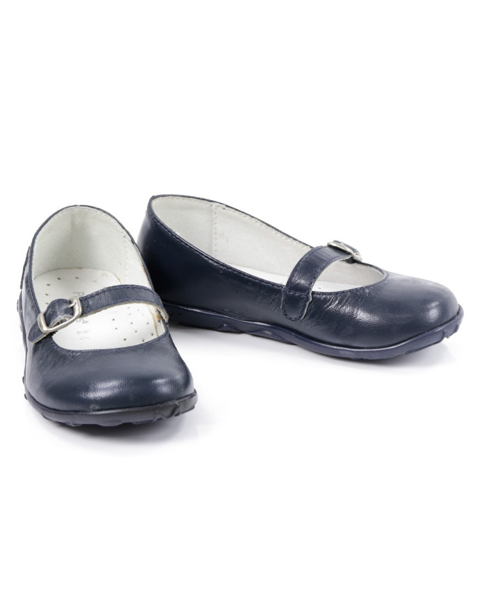 Girl Dark Blue Sabrinas with Adjustable Buckle
