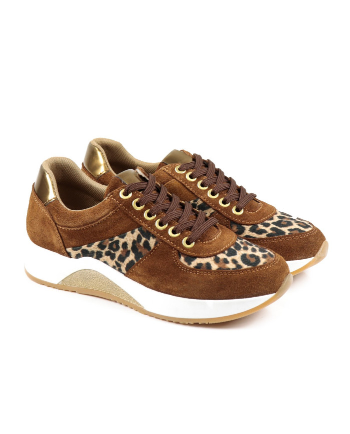 Sapatilhas Camel de Mulher Ginova Leopardo